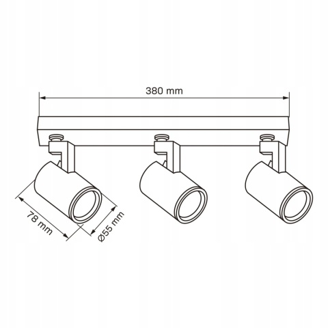 Lampa ścienno-sufit. LYNX 3xGU10 czarna