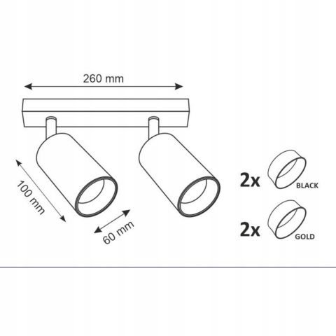Lampa ścienno-sufitowa MARIBEL 2xGU10 czarno-złota