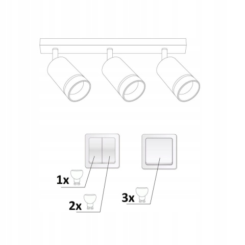 Lampa ścienno-sufitowa PARIS 3xGU10 czarny 1/10