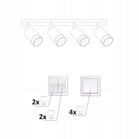 Lampa ścienno-sufitowa PARIS 4xGU10 biały