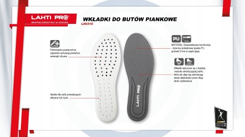 WKŁADKI DO BUTÓW Z AMORTYZUJĄCEJ PIANKI, "39/40", LAHTI