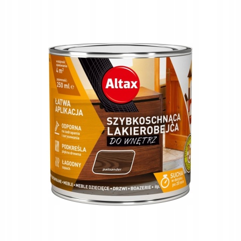 ALTAX szybkoschnąca lakierobejca do wnętrz 250 ML. PALISANDER