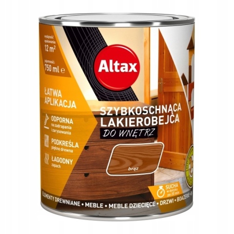 ALTAX szybkoschnąca lakierobejca do wnętrz 750 ML. BRĄZ