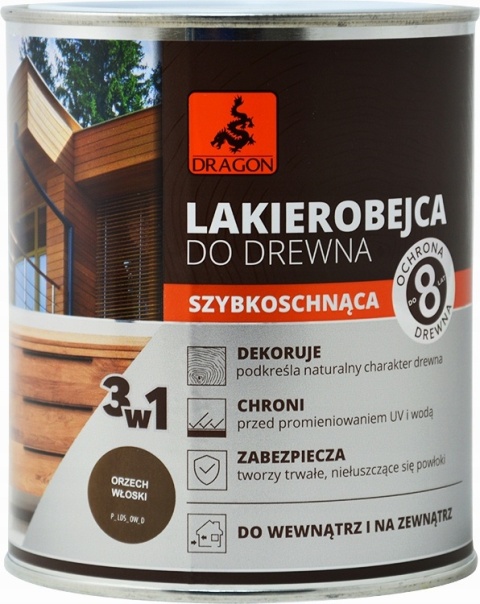 DRAGON Lakierobejca do drewna szybkoschnąca 700ml ORZECH WŁOSKI