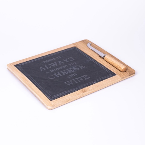 Deska do serwowania serów łupek i bambus 30x24cm