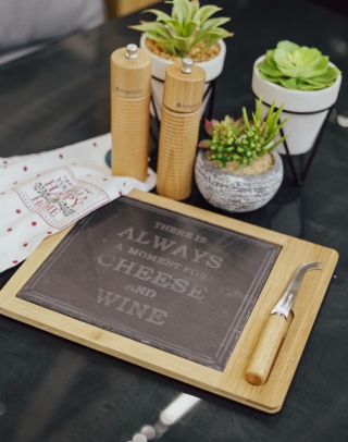 Deska do serwowania serów łupek i bambus 30x24cm