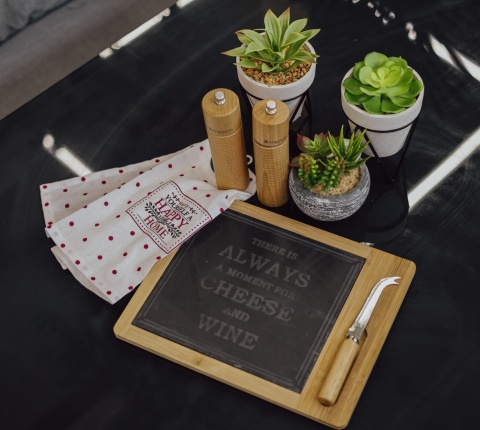 Deska do serwowania serów łupek i bambus 30x24cm