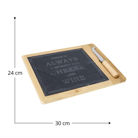 Deska do serwowania serów łupek i bambus 30x24cm