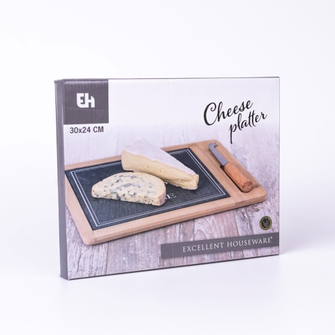 Deska do serwowania serów łupek i bambus 30x24cm