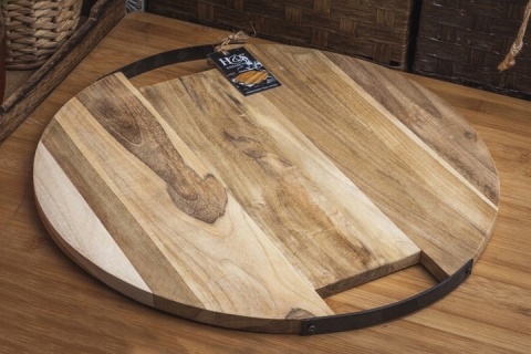 Deska drewniana TEKOWA okrągła do krojenia i serwowania