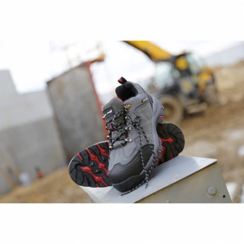 Obuwie robocze zamszowe S1P, szary-czerwony, rozmiar 43