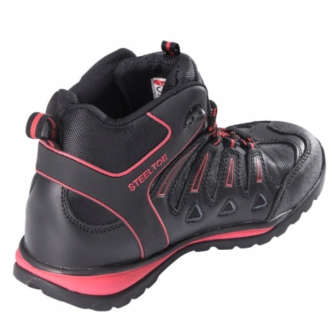 Buty robocze męskie SKÓRA OXFORD CZARNO-CZERWONE, SB SRA, 41