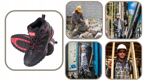 Buty robocze męskie SKÓRA OXFORD CZARNO-CZERWONE, SB SRA, 41