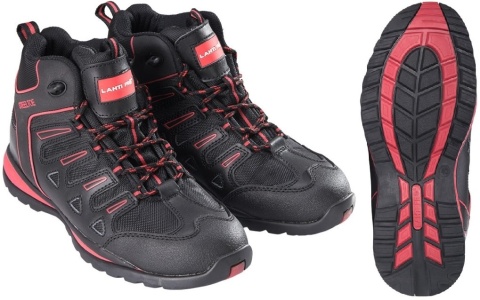 Buty robocze męskie Skóra Oxford, Czarno-Czerwone, Rozmiar 43