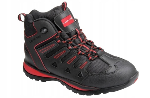 Buty robocze męskie skóra Oxford czarno-czerwone, rozmiar 42