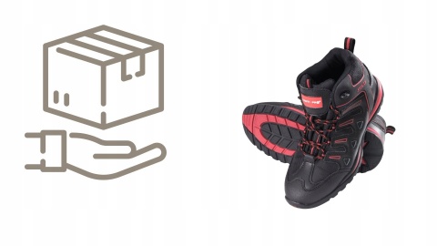 Buty robocze męskie skórzane, kolor czarno-czerwony, rozmiar 45