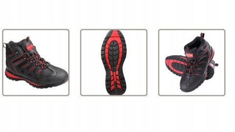 Buty robocze męskie skórzane, kolor czarno-czerwony, rozmiar 45