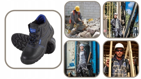 Buty robocze ochronne Skórzane Czarno-Niebieskie, Rozmiar 44, Ochrona SRC