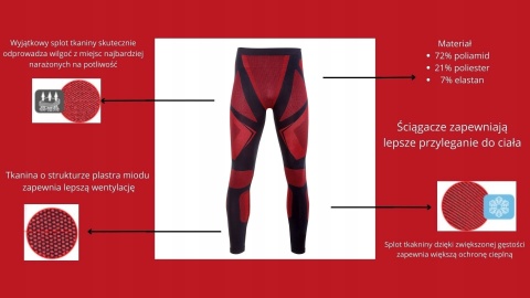 KALESONY TERMOAKTYWNE CZARNO-CZERWONE L/XL Lahti Pro