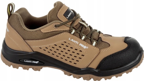 PÓŁBUTY NUBUKOWE Z OTWORAMI BEŻ.-CZAR., S1 SRA,"42",CE,LAHTI