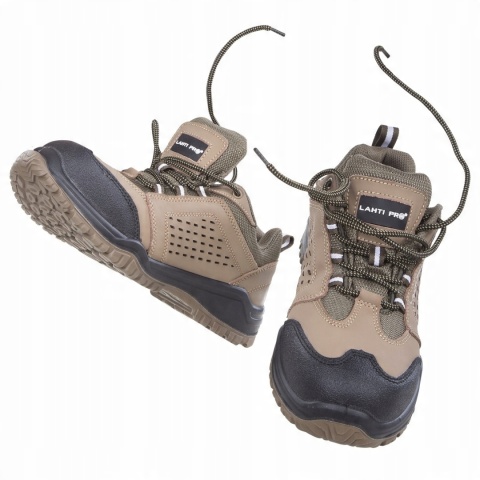 PÓŁBUTY NUBUKOWE Z OTWORAMI BEŻ.-CZAR., S1 SRA,"45",CE,LAHTI