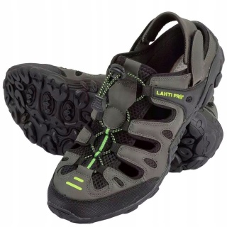 SANDAŁY PU/DZIANINA KHAKI-CZAR.-ZIEL., 39, LAHTI