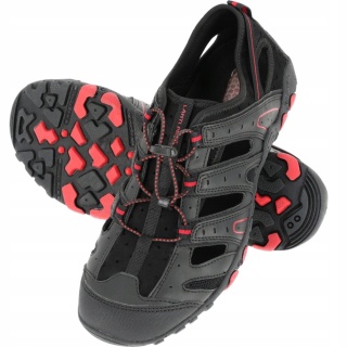 SANDAŁY TREKKINGOWE PU/DZIANINA CZAR.-CZERW., "46",LAHTI