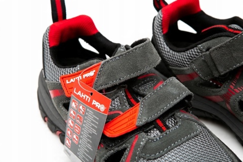 SANDAŁY ZAMSZ/DZIAN. SZARO-CZERW.,S1 SRA, 47, CE, LAHTI