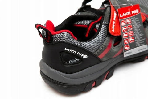 SANDAŁY ZAMSZ/DZIAN. SZARO-CZERW.,S1 SRA, 47, CE, LAHTI