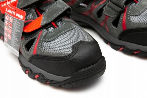 SANDAŁY ZAMSZ/DZIAN. SZARO-CZERW.,S1 SRA, 47, CE, LAHTI