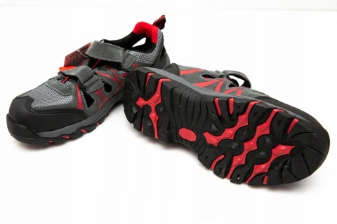 SANDAŁY ZAMSZ/DZIAN. SZARO-CZERW.,S1 SRA, 47, CE, LAHTI