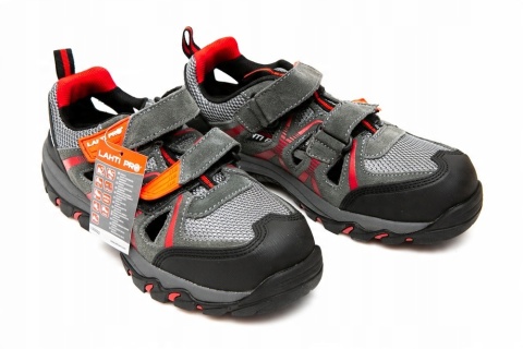 SANDAŁY ZAMSZ/DZIAN. SZARO-CZERW.,S1 SRA, 47, CE, LAHTI