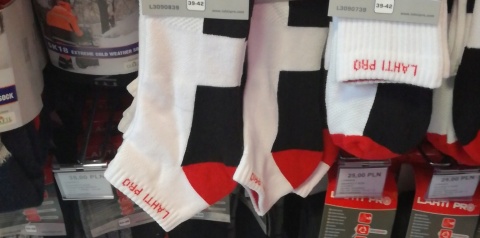 SKARPETY ROB. BIAŁO-CZERWONE KRÓTKIE, 3 PARY, "39-42",LAHTI