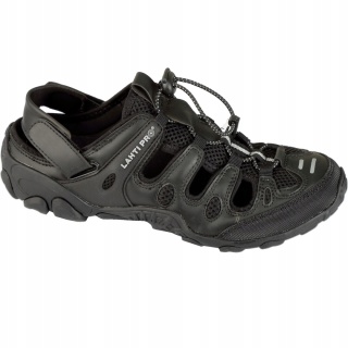 Sandały LAHTI, rozmiar 44, materiał PU/Dzianina, czarne-szare