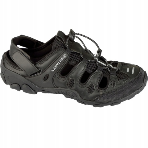 Sandały LAHTI, rozmiar 44, materiał PU/Dzianina, czarne-szare