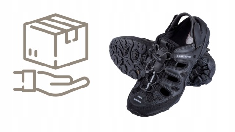 Sandały LAHTI, rozmiar 44, materiał PU/Dzianina, czarne-szare