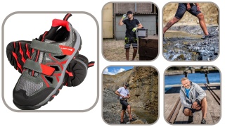 Sandały Męskie Zamszowe Szaro-Czerwone, Rozmiar 42