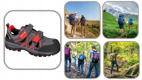 Sandały Męskie Zamszowe Szaro-Czerwone, Rozmiar 42