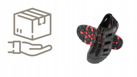 Sandały Trekkingowe, Czarne-Czerwone, Rozmiar 42