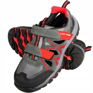 Sandaly damskie zamszowe szaro-czerwone, rozmiar 39