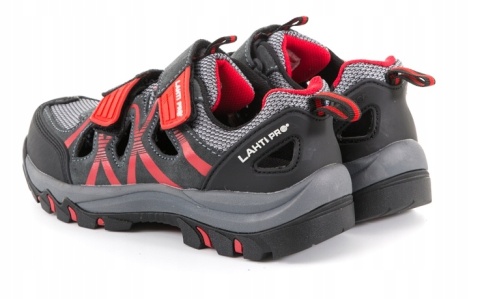 Sandaly damskie zamszowe szaro-czerwone, rozmiar 39