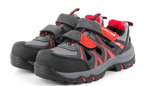 Sandaly damskie zamszowe szaro-czerwone, rozmiar 39