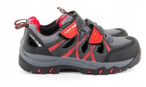 Sandaly damskie zamszowe szaro-czerwone, rozmiar 39