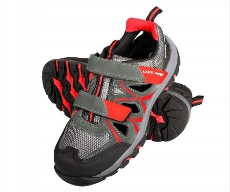 Sandaly damskie zamszowe szaro-czerwone, rozmiar 39