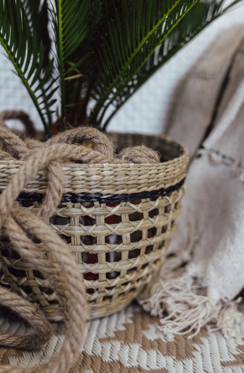 BASKET ROUND SEAGRASS MAŁY