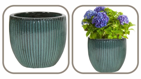 Donica Egg Rib Moss Zielona D50H45