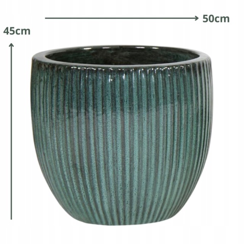 Donica Egg Rib Moss Zielona D50H45