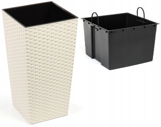 Doniczka FINEZJA 350x350 rattan kremowy 74