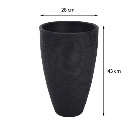 FLOWERPOT RIBBED D28XH43CM