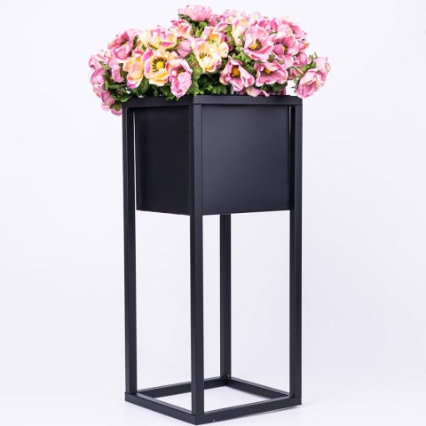 Kwietnik stojak na kwiaty czarny metalowy wysokość 50 cm